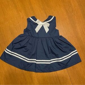 Vintage Sorbet Baby Girl 3M Navy Sailor-Style Dress with White Bow and Trim
